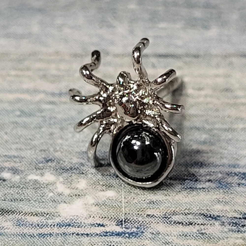Silver Spider Tie Tack Pin.